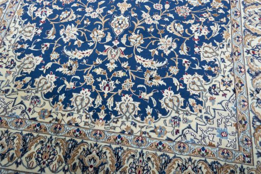 Close-up detail of 2000s Nain rug from Iran / Persia showing Wool weave