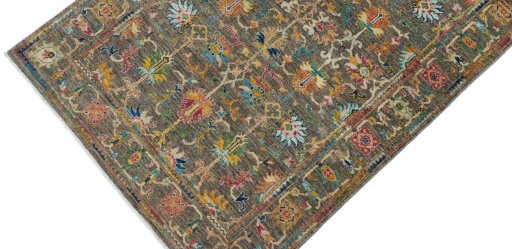 Backside of handmade New Kazak rug showing knot structure and weave density