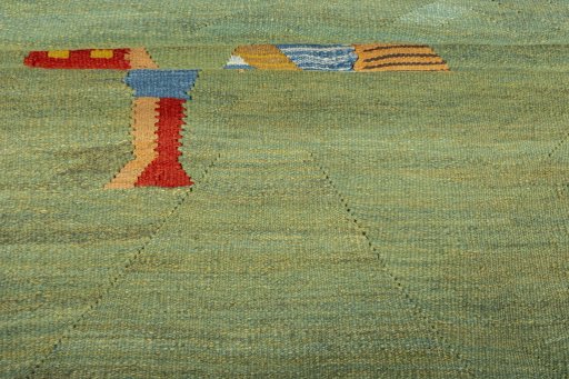 Full view of New Kilim Dastan rug from Turkey, 140 × 106 cm in Multi Color tones