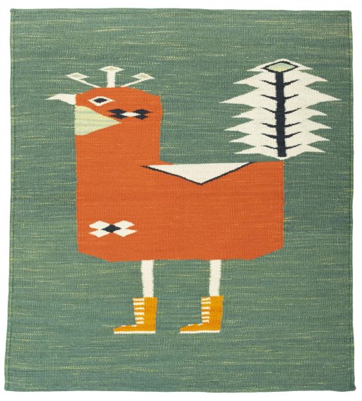 Full view of New Kilim Dastan rug from Turkey, 106 × 95 cm in Multi Color tones