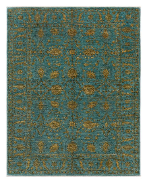 Full view of New Farahan rug from Pakistan, 192 × 154 cm in Green tones