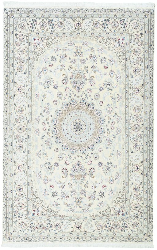 Full view of 2000s Nain rug from Iran / Persia, 320 × 204 cm in Beige tones