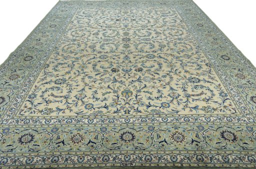 Surface texture of 2000s Kashan rug with natural Cork and intricate pattern