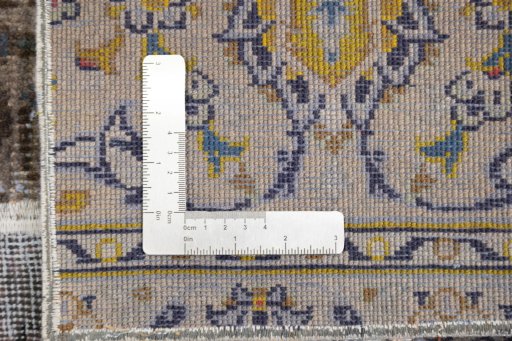 Close-up detail of 1960s Patchwork rug from Iran / Persia showing Wool weave