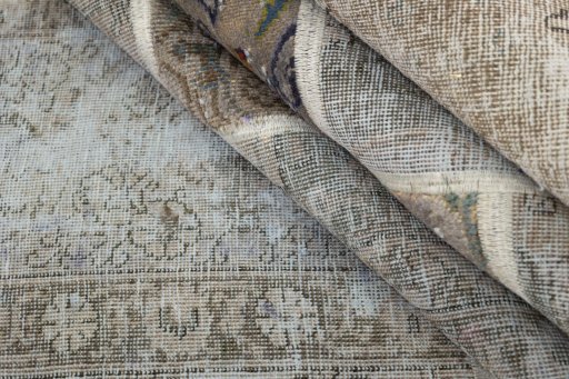 Full view of 1960s Patchwork rug from Iran / Persia, 240 × 170 cm in Gray tones