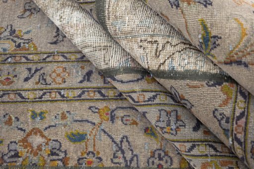 Full view of 1960s Patchwork rug from Iran / Persia, 240 × 170 cm in Gray tones