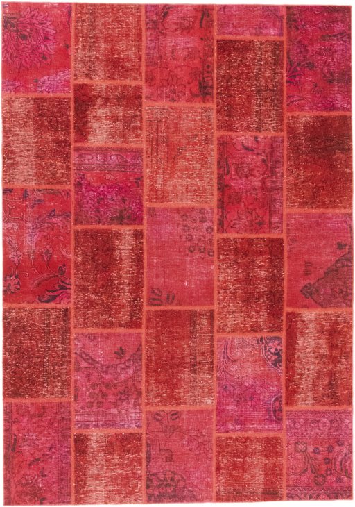 Full view of 1960s Patchwork rug from Iran / Persia, 240 × 170 cm in Red tones