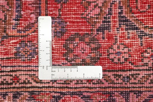 Close-up detail of 1960s Patchwork rug from Iran / Persia showing Wool weave