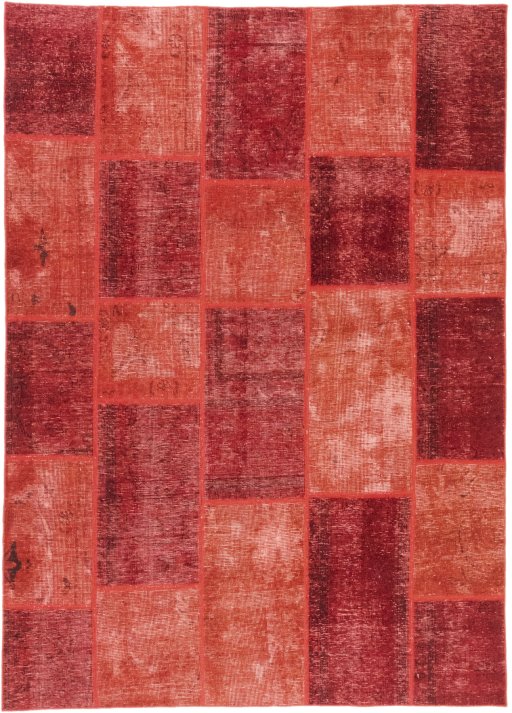 Full view of 1960s Patchwork rug from Iran / Persia, 240 × 170 cm in Red tones