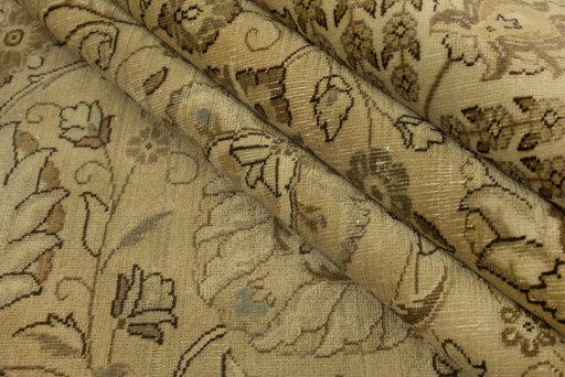 Full view of 1940s Vintage rug from Iran / Persia, 367 × 290 cm in Beige tones