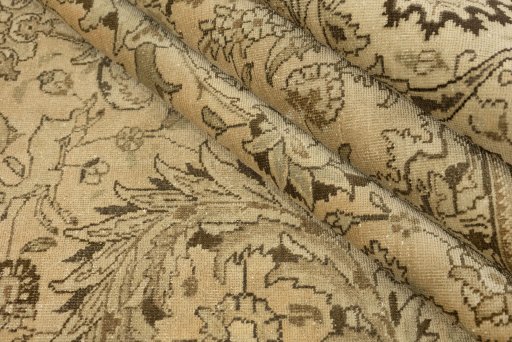 Full view of 1940s Vintage rug from Iran / Persia, 375 × 300 cm in Cream tones
