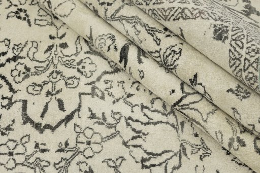 Full view of 1990s Vintage rug from India, 335 × 263 cm in Gray tones