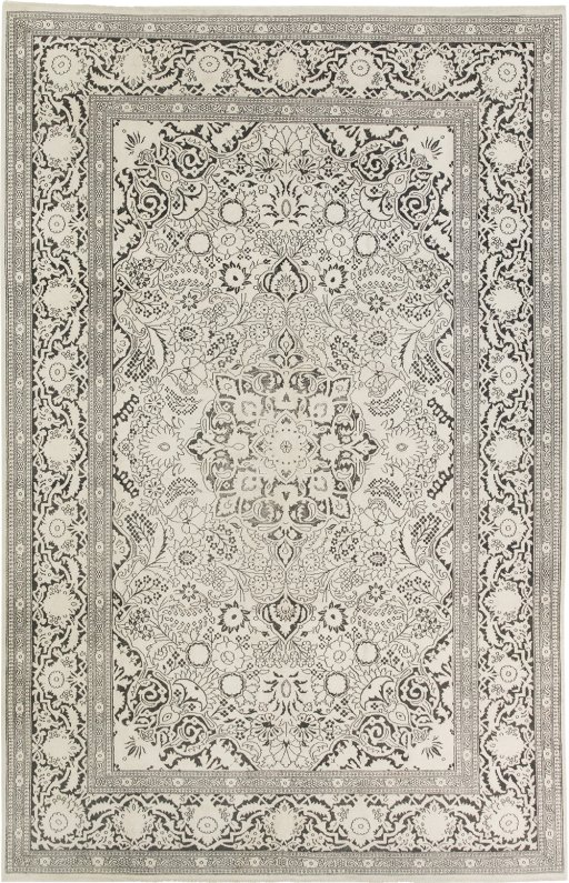 Full view of 1990s Vintage rug from India, 283 × 183 cm in Gray tones