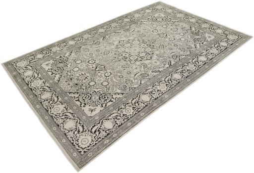 Corner detail of 1990s Vintage rug showing border pattern and Silk pile