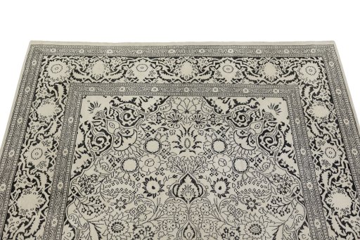 Surface texture of 1990s Vintage rug with natural Silk and intricate pattern