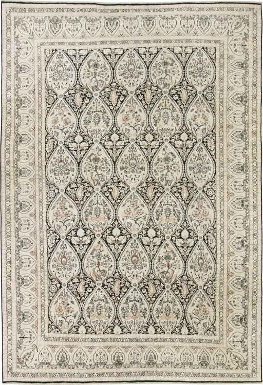 Full view of 1990s Vintage rug from India, 301 × 205 cm in Black tones
