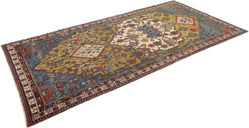 Corner detail of 1900s Vintage rug showing border pattern and Wool pile