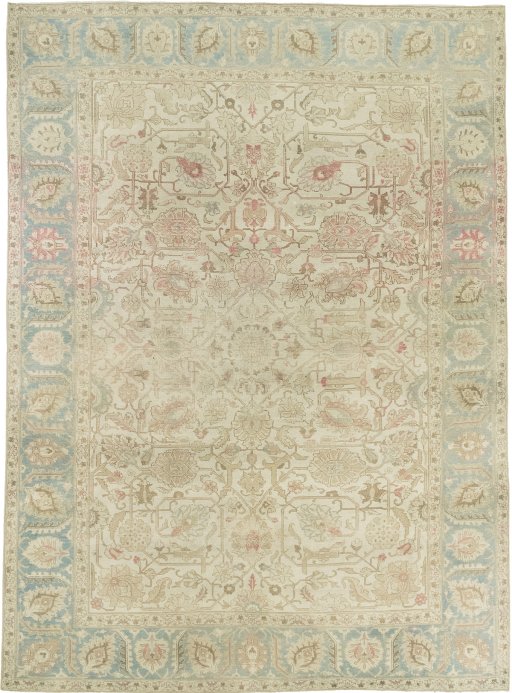 Full view of 1920s Vintage rug from Iran / Persia, 314 × 228 cm in Cream tones