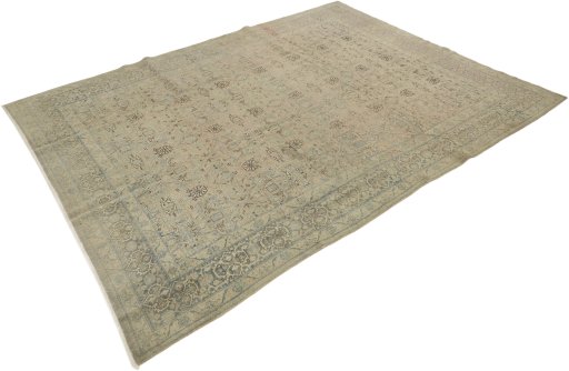 Close-up detail of 1920s Vintage rug from Iran / Persia showing Wool weave