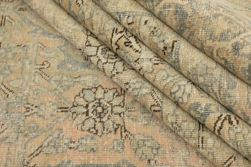Full view of 1920s Vintage rug from Iran / Persia, 343 × 258 cm in Cream tones