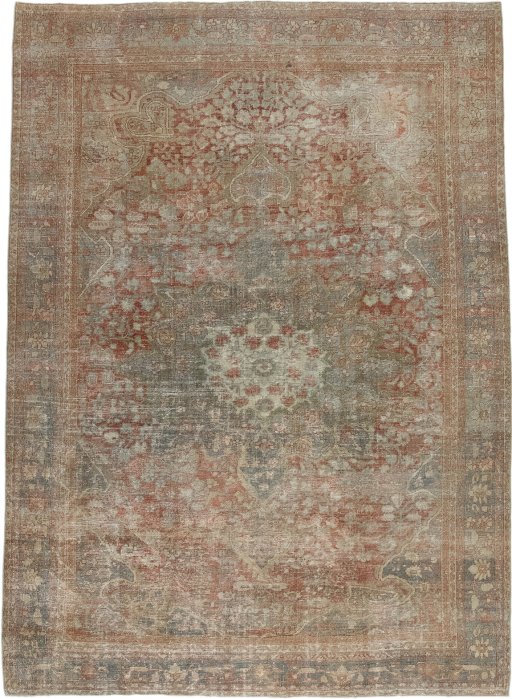 Full view of 1880s Vintage rug from Iran / Persia, 314 × 225 cm in Red tones