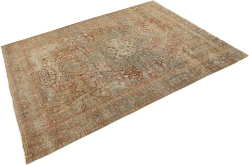Corner detail of 1880s Vintage rug showing border pattern and Wool pile