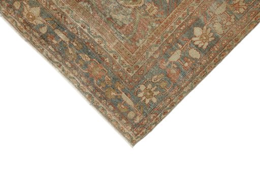 Backside of handmade 1880s Vintage rug showing knot structure and weave density