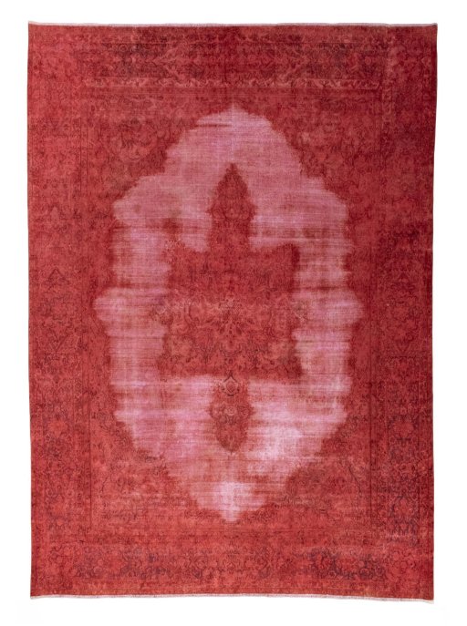 Full view of 1970s Vintage rug from Iran / Persia, 408 × 294 cm in Red tones