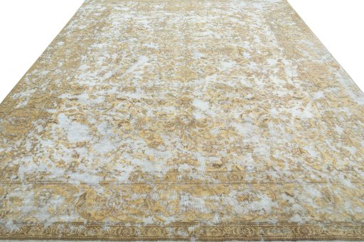 Surface texture of 1970s Vintage rug with natural Wool and intricate pattern