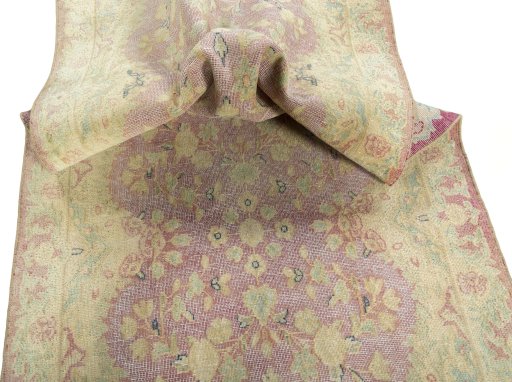 Corner detail of 1970s Vintage rug showing border pattern and Wool pile