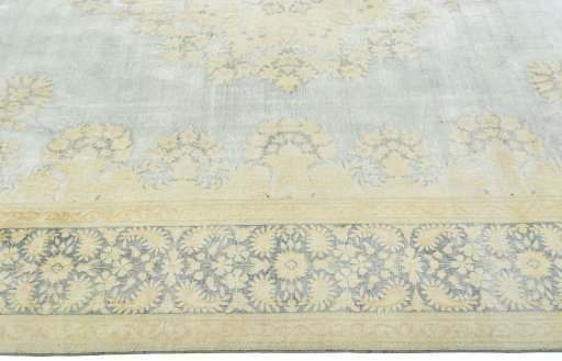 Corner detail of 1970s Vintage rug showing border pattern and Wool pile