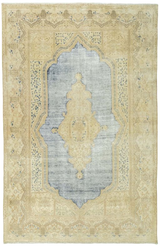 Full view of 1970s Vintage rug from Turkey, 305 × 197 cm in Blue tones