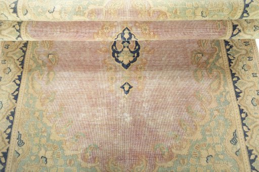 Close-up detail of 1970s Vintage rug from Iran / Persia showing Wool weave