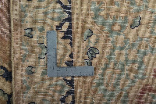 Backside of handmade 1970s Vintage rug showing knot structure and weave density