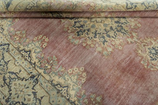 Close-up detail of 1950s Vintage rug from Pakistan showing Wool weave