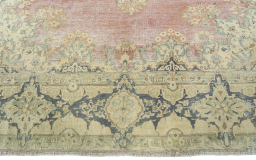 Full view of 1950s Vintage rug from Pakistan, 298 × 218 cm in Red tones