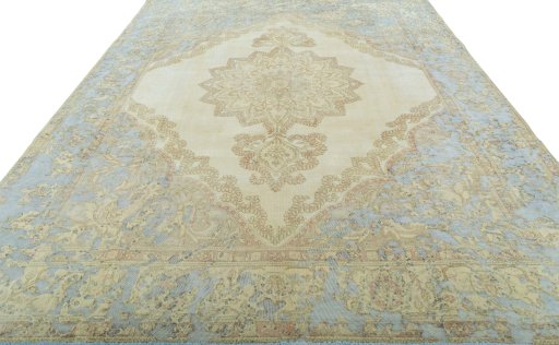 Surface texture of 1970s Vintage rug with natural Wool and intricate pattern
