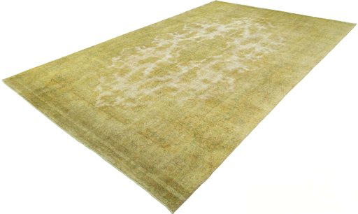 Corner detail of 1970s Vintage rug showing border pattern and Wool pile