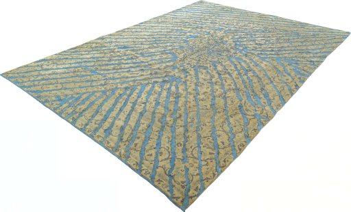 Corner detail of 1970s Vintage rug showing border pattern and Wool pile