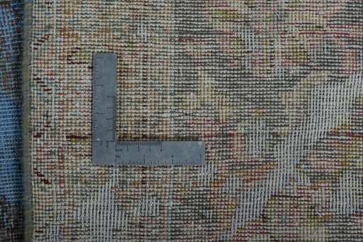 Corner detail of 1970s Vintage rug showing border pattern and Wool pile