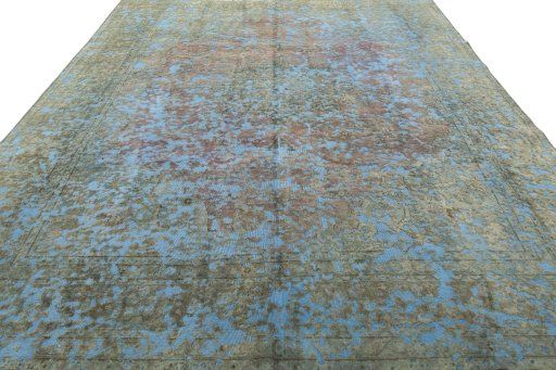 Surface texture of 1970s Vintage rug with natural Wool and intricate pattern