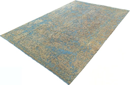 Corner detail of 1970s Vintage rug showing border pattern and Wool pile