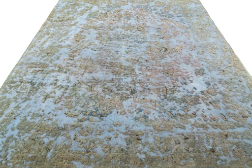 Surface texture of 1950s Vintage rug with natural Wool and intricate pattern