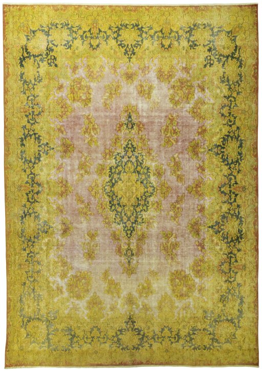 Full view of 1950s Vintage rug from Pakistan, 416 × 293 cm in Red tones