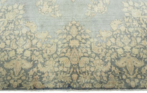 Full view of 1970s Vintage rug from Pakistan, 410 × 289 cm in Green tones