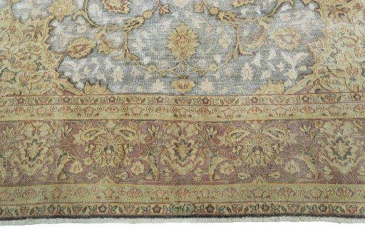 Full view of 1950s Vintage rug from Pakistan, 350 × 273 cm in Gray tones