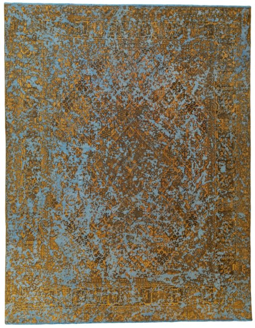 Full view of 1950s Vintage rug from Pakistan, 374 × 289 cm in Blue tones