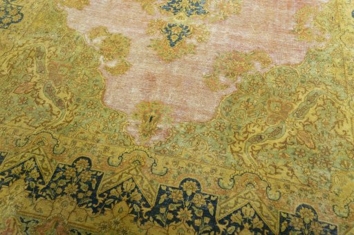 Close-up detail of 1950s Vintage rug from Pakistan showing Wool weave