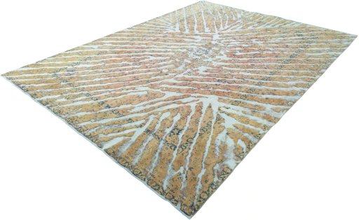 Corner detail of 1950s Vintage rug showing border pattern and Wool pile