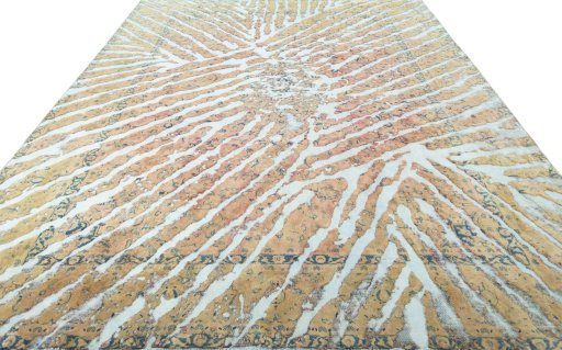 Surface texture of 1950s Vintage rug with natural Wool and intricate pattern